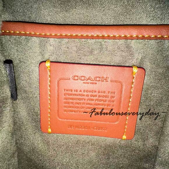 Coach Men's Hitch Backpack 13 In Leather/Army Green CR852 NWT - Picture 7 of 9